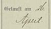 Der Taufeintrag von 1891